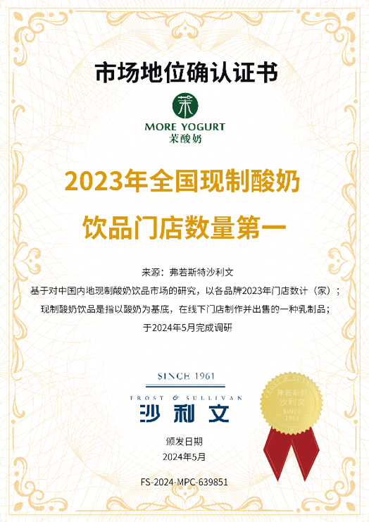 現(xiàn)制酸奶飲品先行者茉酸奶獲“中國牛油果酸奶奶昔首創(chuàng)者”認(rèn)證(圖2)