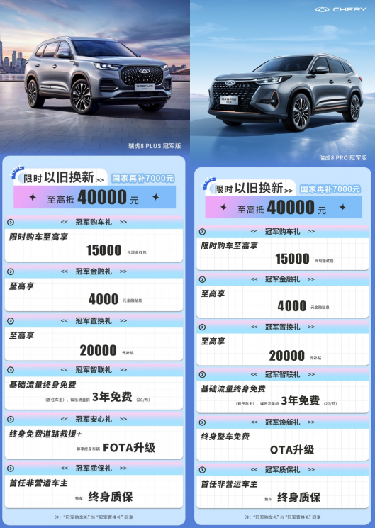 全國限時1個月！瑞虎8冠軍家族火拼618，15000元紅包等你來搶